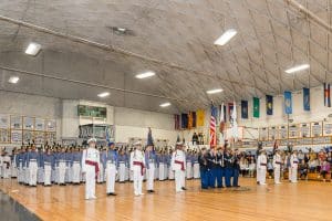 students in military formation