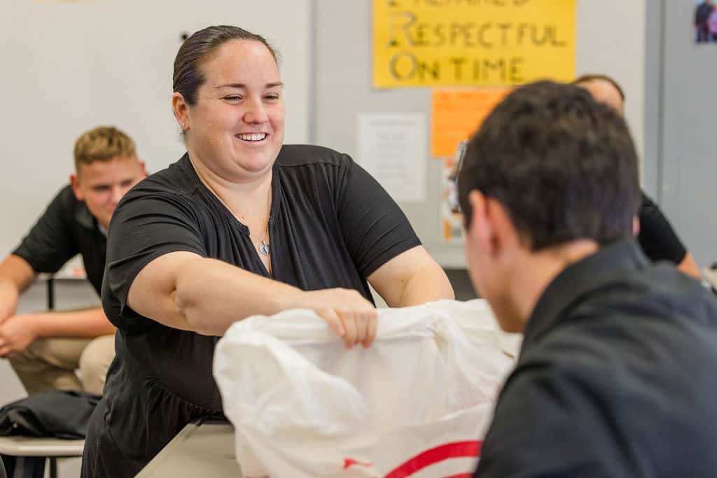 teacher teaching the student