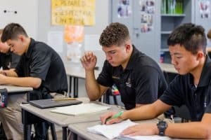 Students in a boarding school classroom