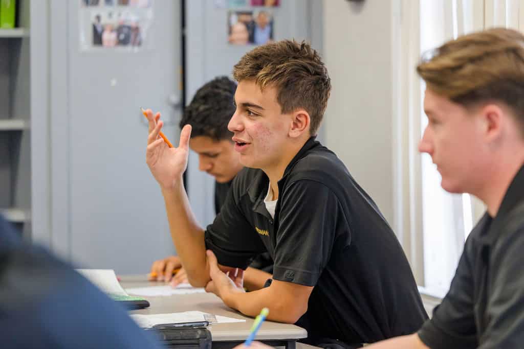 students participating in an all boys class