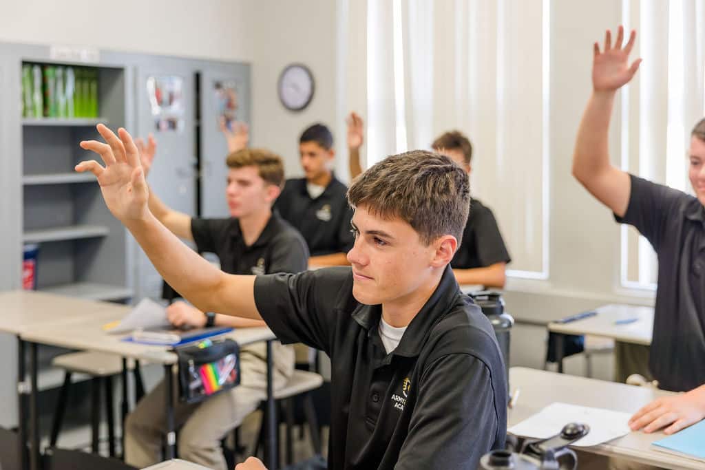 students participating in class