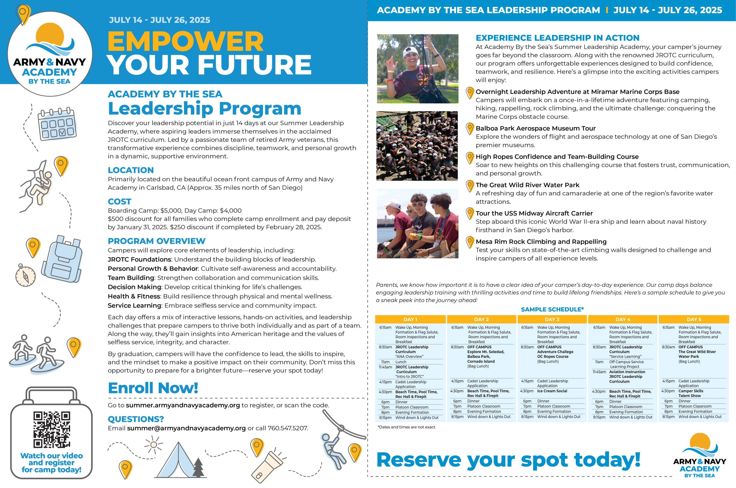 Army and Navy Academy Summer Leadership Program Flyer