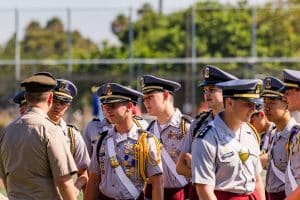 group of uniformed men standing together