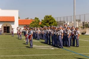 group of young students in a cadet position