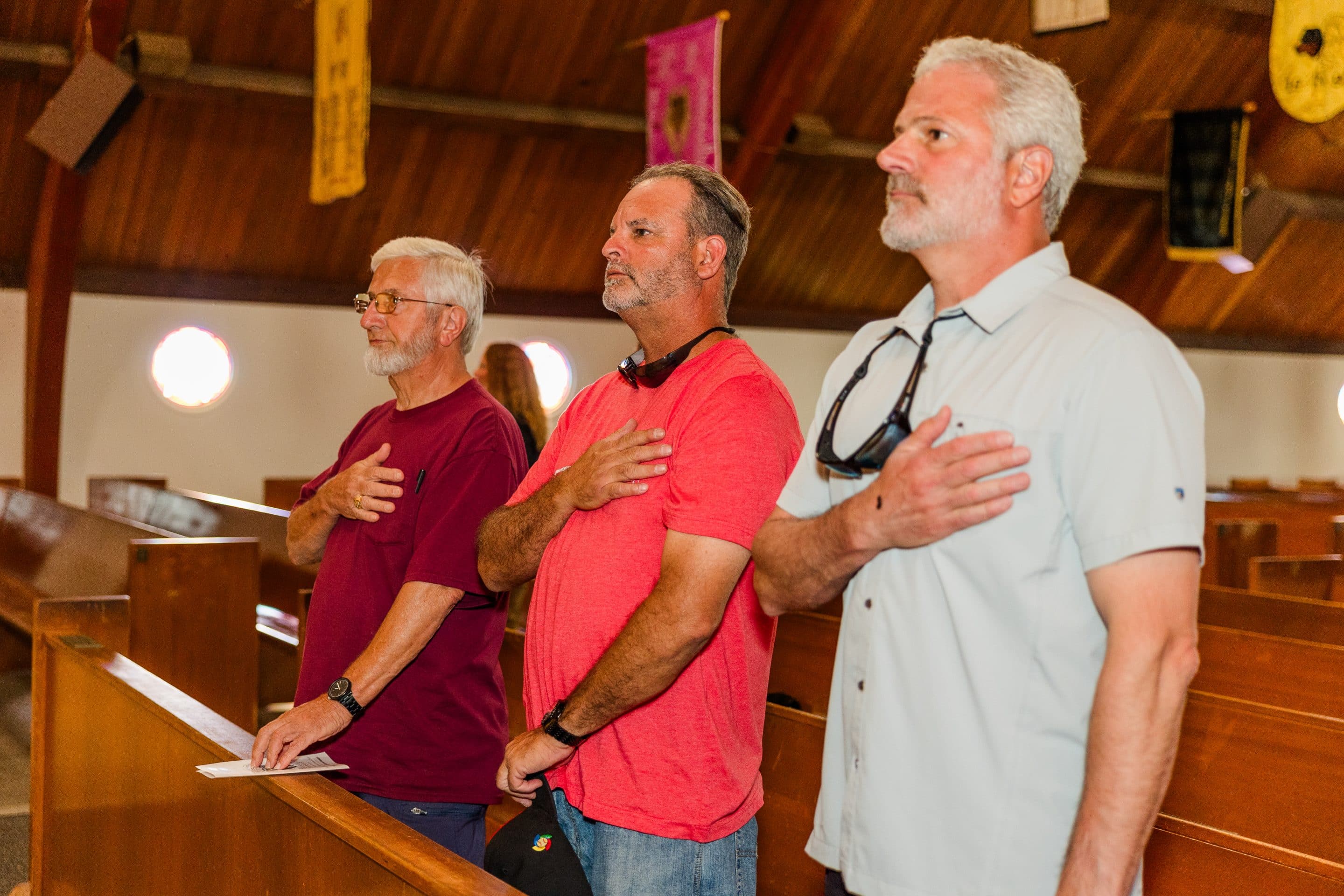 Alumni honoring fallen brothers in the Academy's chapel.